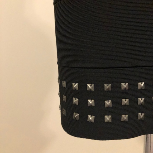 Black BCBG Studded-Hem Bandage Skirt - Picture 4 of 7